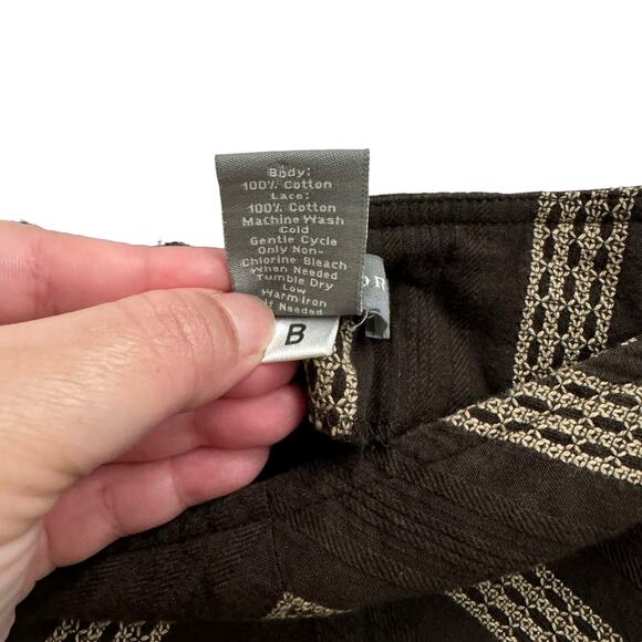 Ann Taylor Brown Chevron Crochet Lace Hem Skirt - Picture 6 of 8